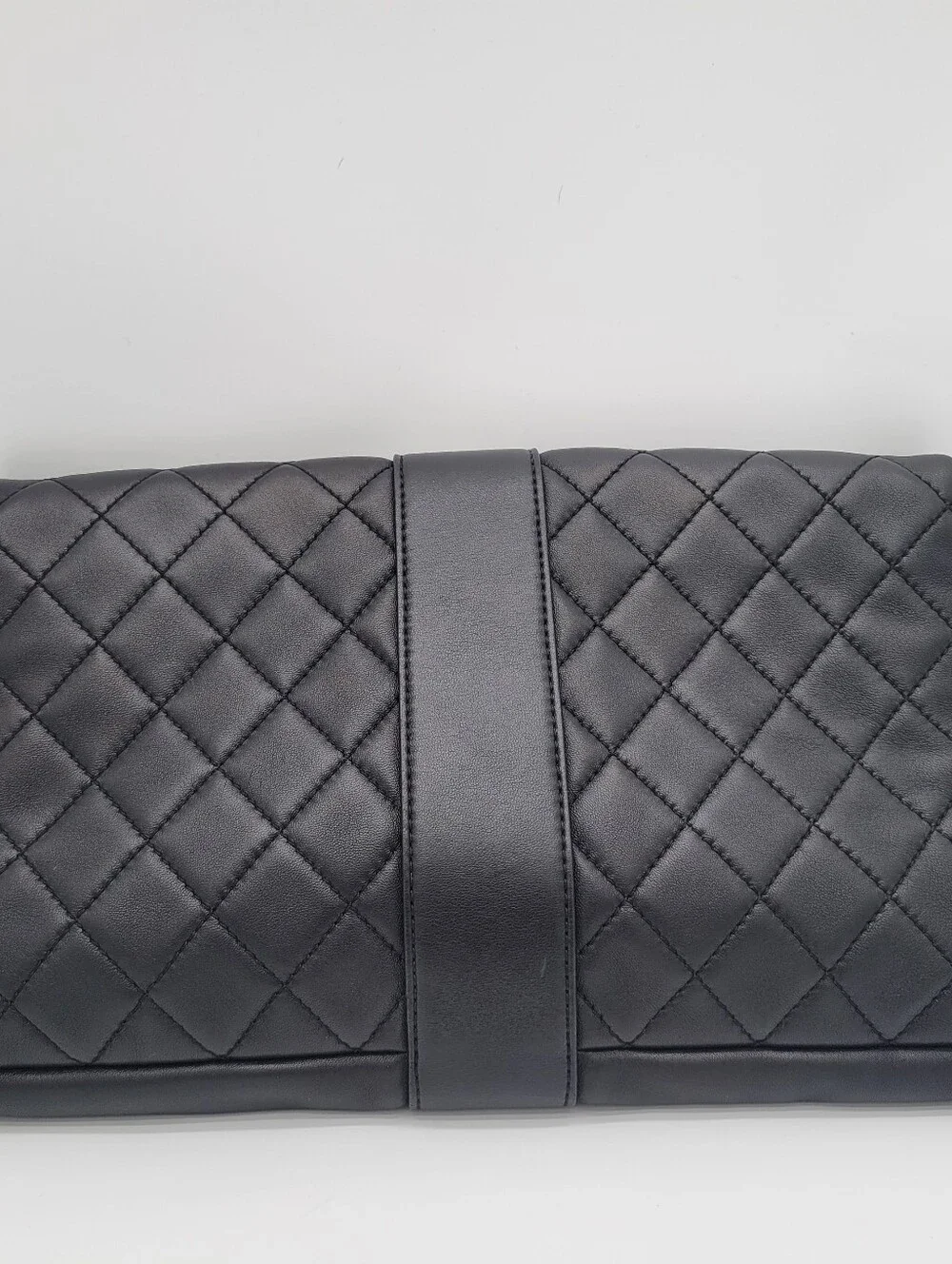 Authentic Chanel Quilted Leather Black Clutch